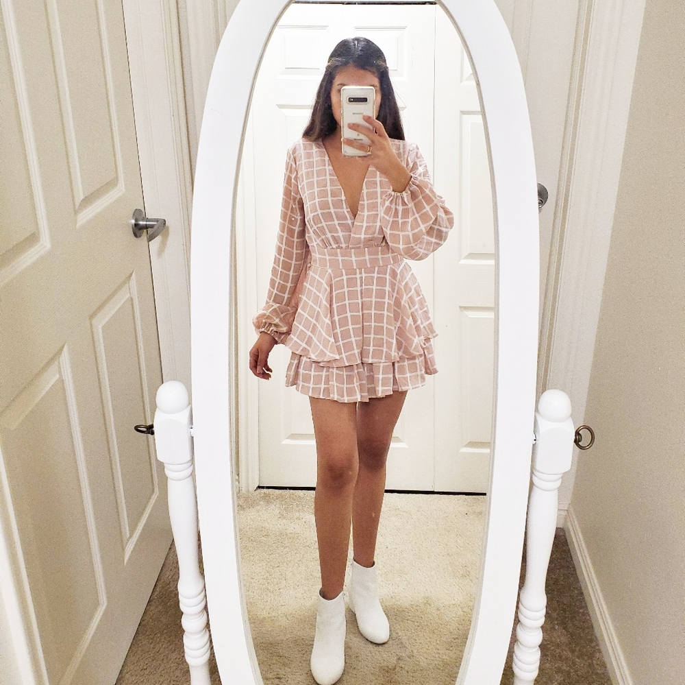 BLITHE Checkered Pink Rumper Jumpsuit 🌸